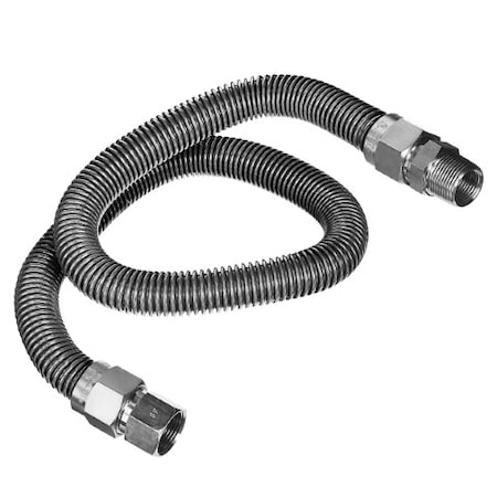 Flextron Gas Line Hose 5/8'' O.D.x48'' Length 1/2" FIPx3/4" MIP Fittings, Stainless Steel Flexible Connector FTGC-SS12-48M